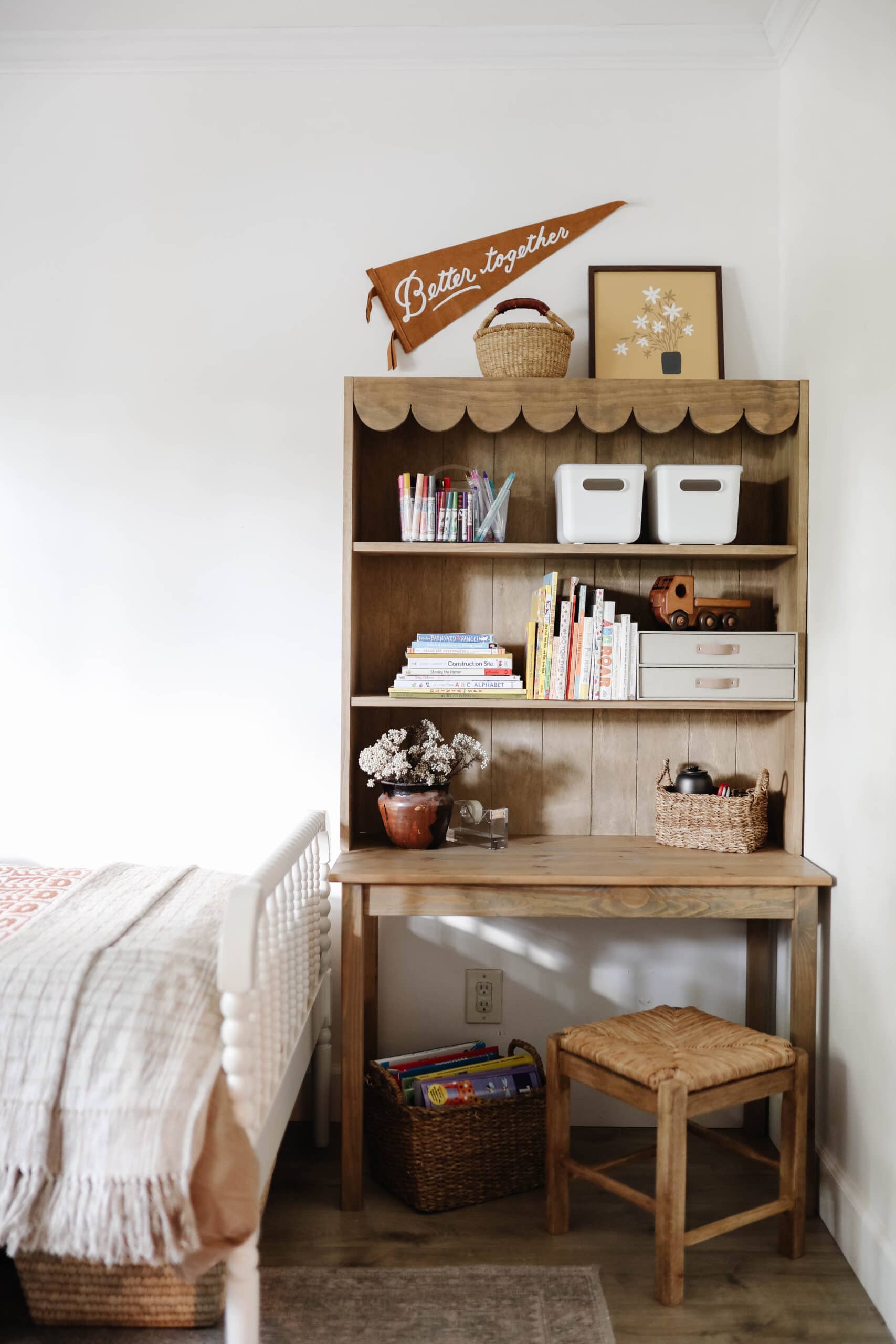 An Ikea Hack Shared Desk with Storage for the Kids Room